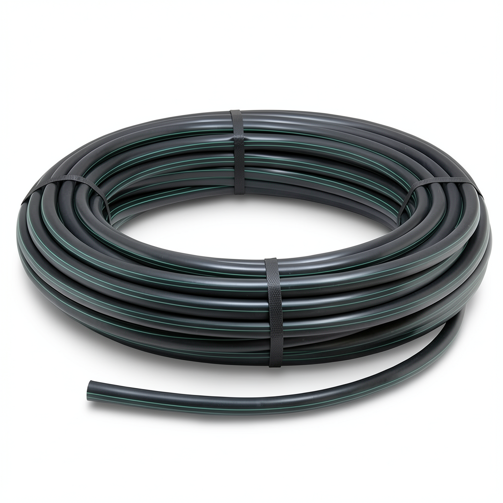 لفة أنابيب HDPE ضغط 16 بار PE 80 قطر خارجي 20 مم SDR 9 لون أسود