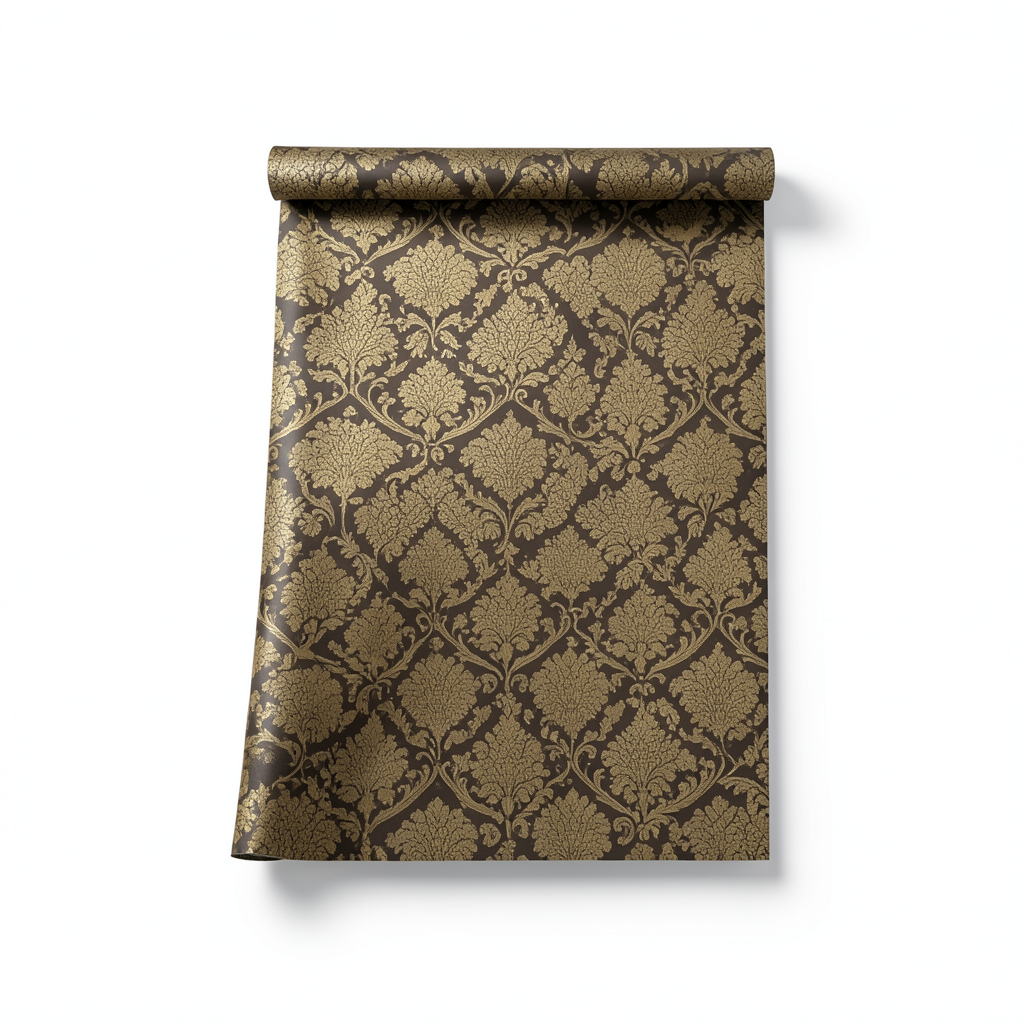 Italian Wallpaper Dark Gold Patterned Design, Size 10mx0.70m, Model 15043