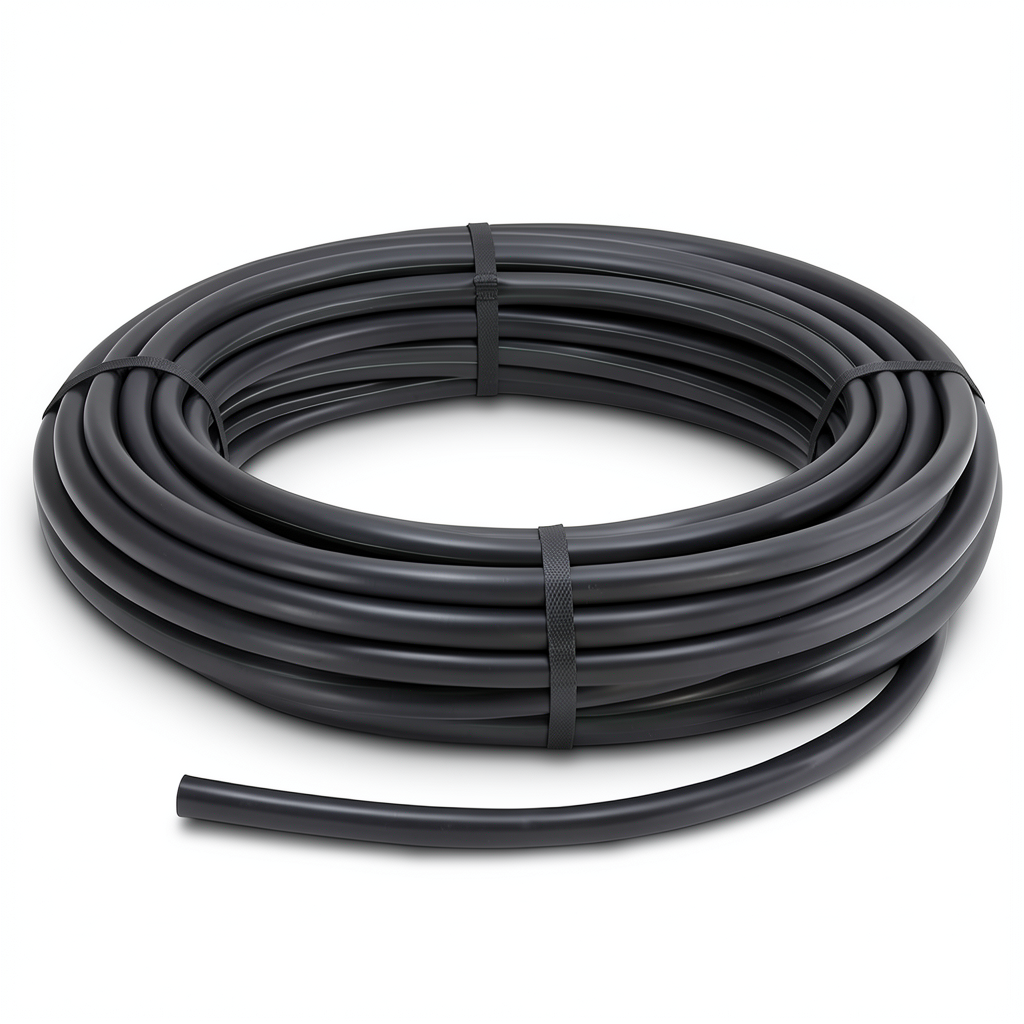 لفة أنابيب HDPE ضغط 16 بار PE 80، قطر خارجي 50 مم SDR 9، لون أسود
