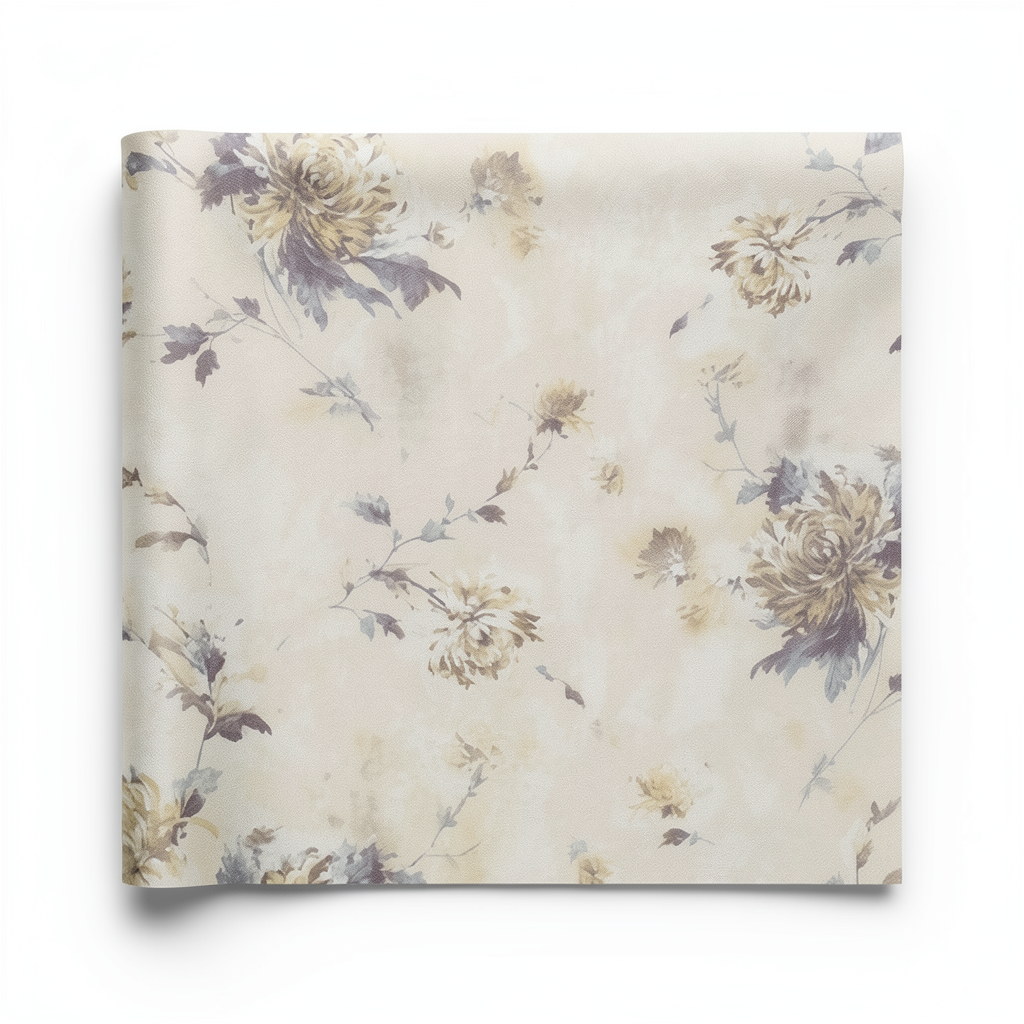 Italian Wall Covering Floral Design 10m x 1.06m Pale Beige