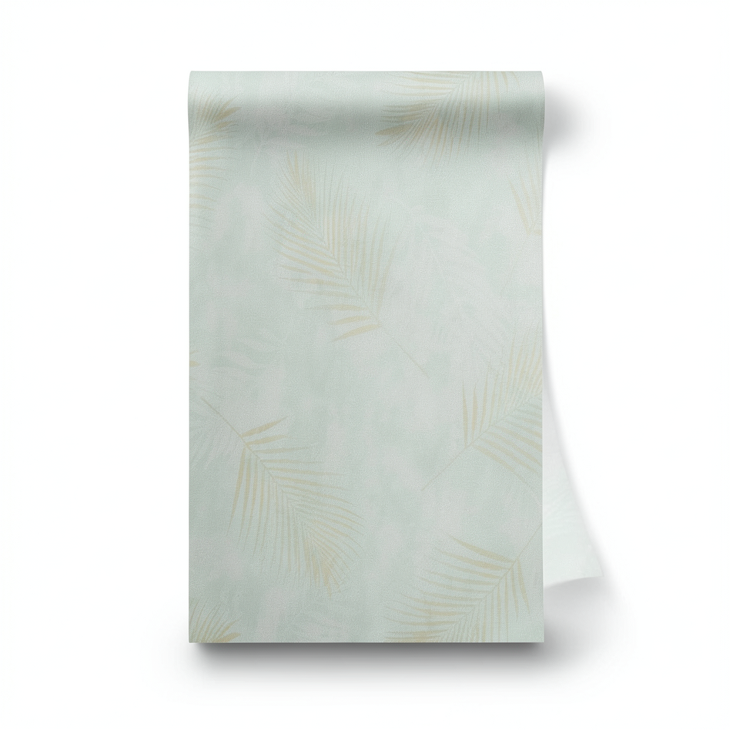 Leaf Patterned Wallpaper 10m x 0.53m Pale Green, Model 02579-18