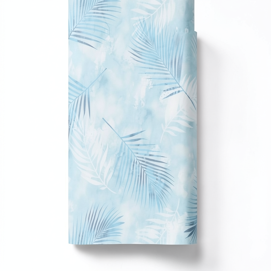 Leaf Patterned Wall Decoration 10m x 0.53m Cyan, Model 02579-20