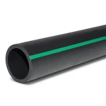 HDPE Polyethylene Pipe PN 10 Bar PE 80 500 mm SDR 13.6 Black with Green Stripes