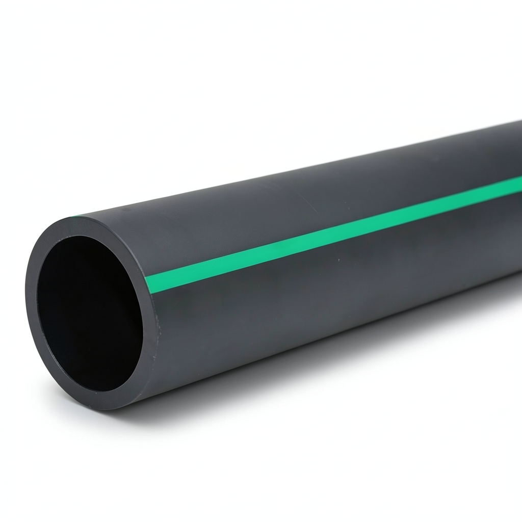 مواسير HDPE ضغط 12.5 بار PE 80 قطر خارجي 280 مم SDR 11 أسود مع خطوط خضراء