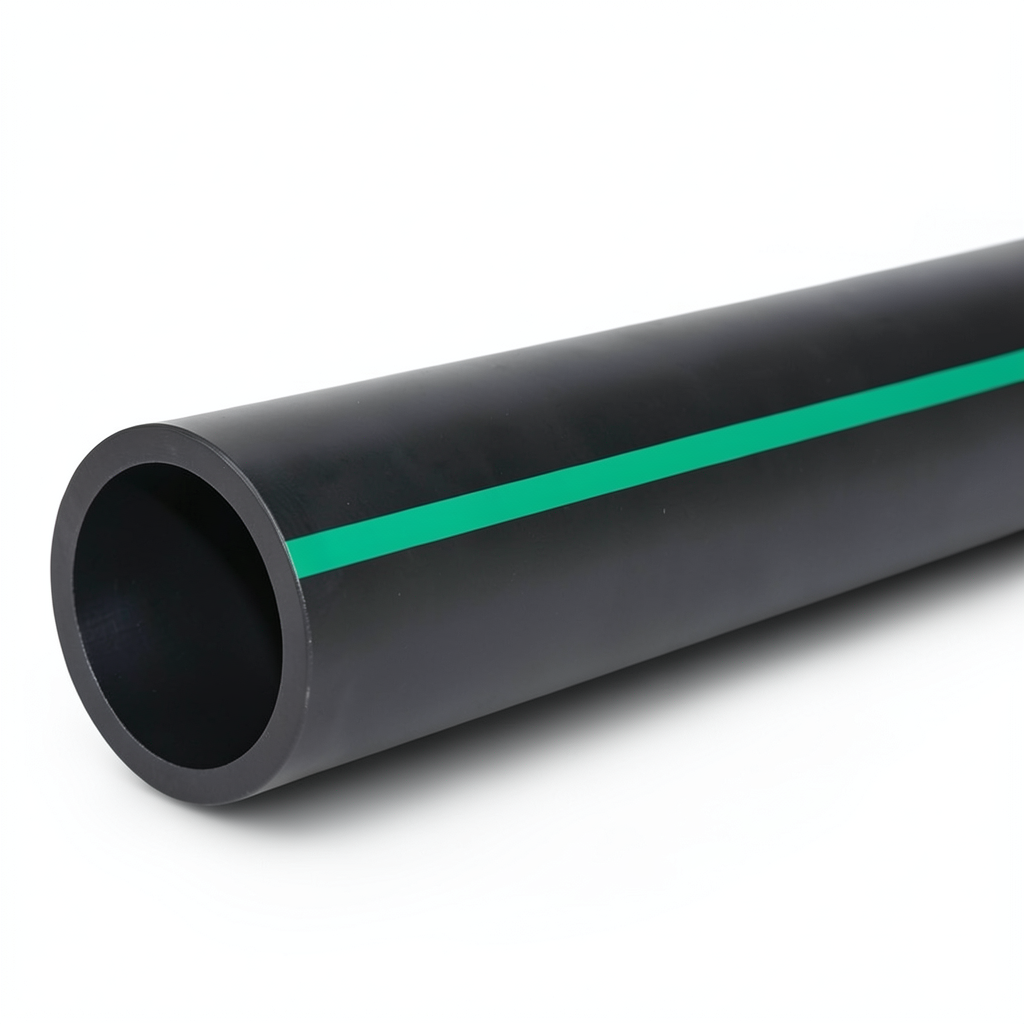 مواسير HDPE ضغط 12.5 بار PE 80 قطر خارجي 400 مم SDR 11 أسود مع خط أخضر