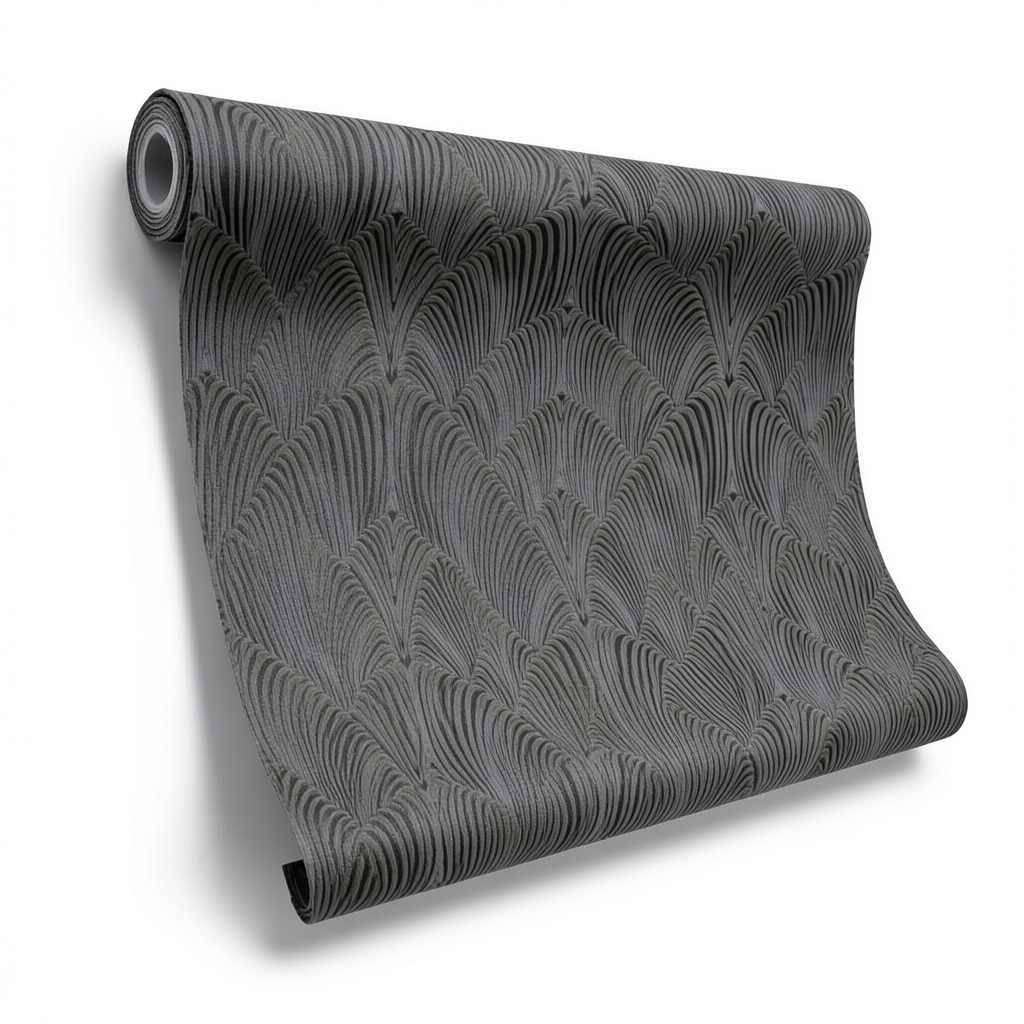 Italian Wallpaper Dark Gray Color Modern Design, Size 10m x 0.53m