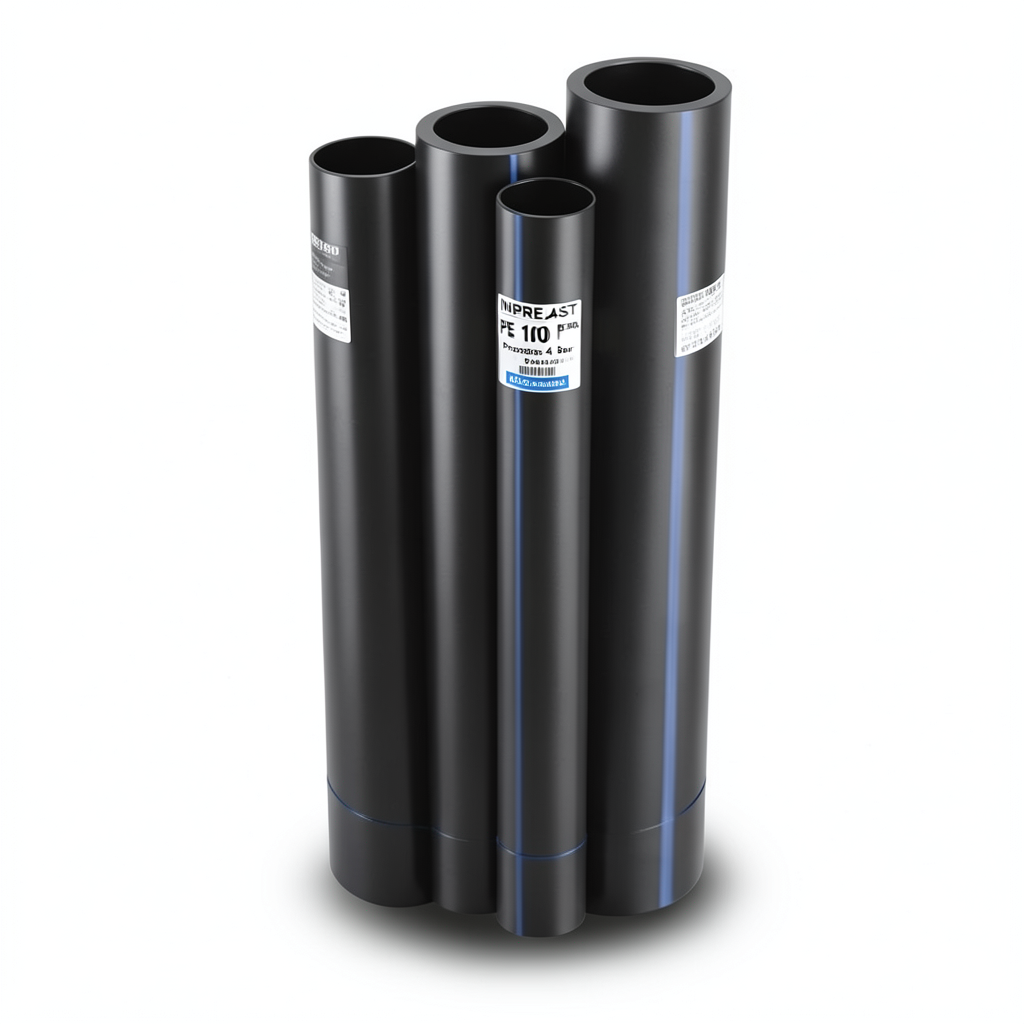 مواسير HDPE PE 100 ضغط 4 بار قطر خارجي 200 مم سمك 4.9 مم لون اسود | نيبروبلاست