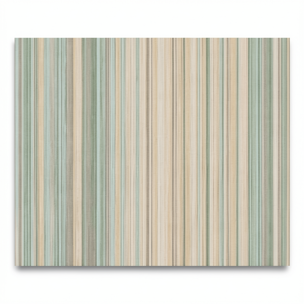 Italian Wall Decoration Striped Wallpaper 10m x 0.53m Beige with Green
