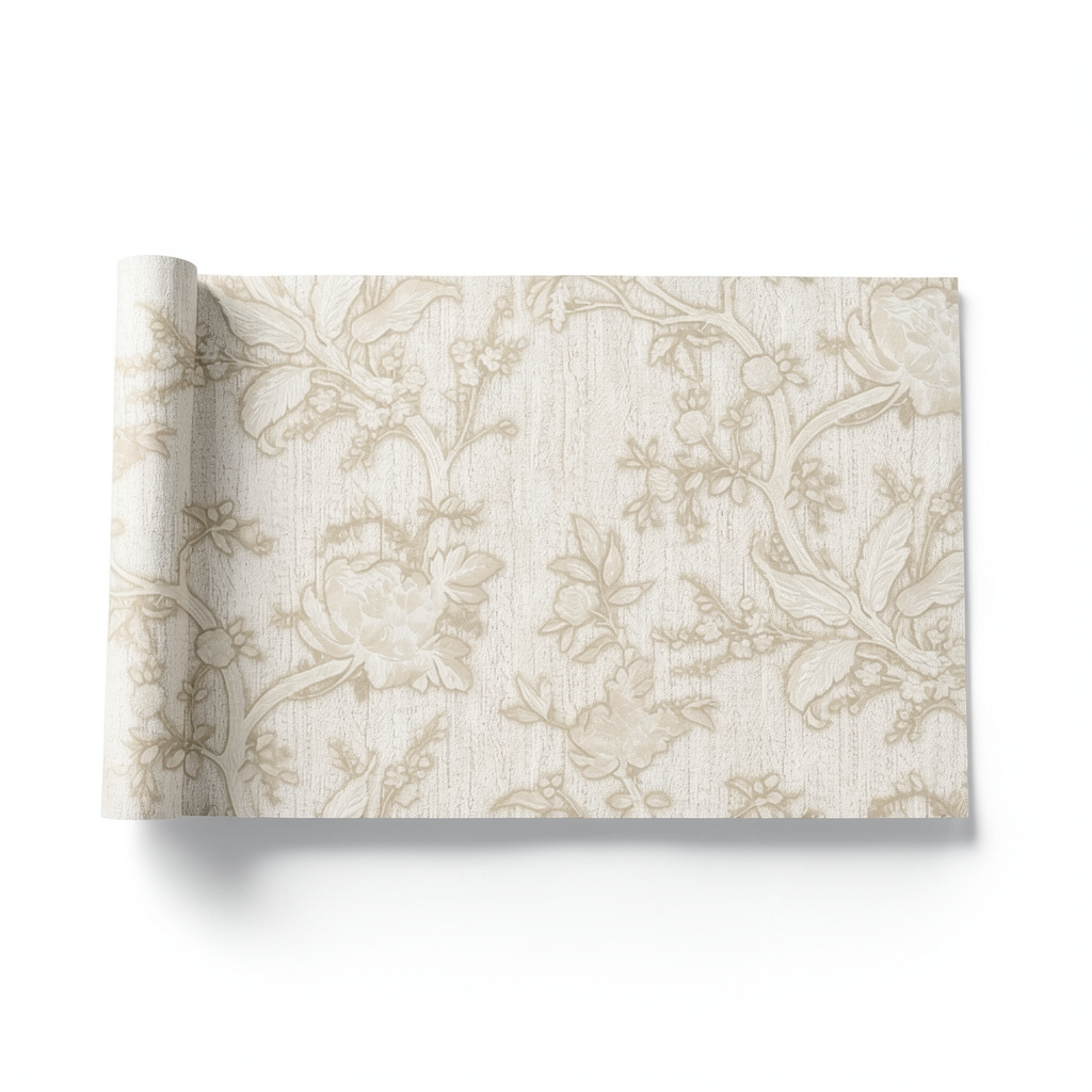 Wallpaper Floral Design 10mx1.06m Beige Color, Model 38010