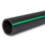 HDPE Polyethylene Pipe Nominal Pressure 12.5 Bar PE 80 OD 180 mm SDR 11 Black with Green Stripes