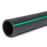 HDPE Polyethylene Pipe Nominal Pressure 12.5 Bar PE 80, 225 mm SDR 11 Black with Green Stripes