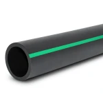 HDPE Polyethylene Pipe Nominal Pressure 12.5 Bar PE 80 OD 250 mm SDR 11 Black with Green Stripes