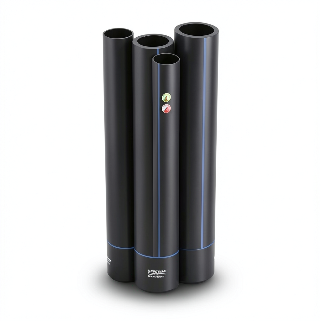 مواسير HDPE نيبروبلاست PE 80 ضغط 3.2 بار قطر خارجي 200 مم سمك 4.9 مم لون اسود | نيبروبلاست