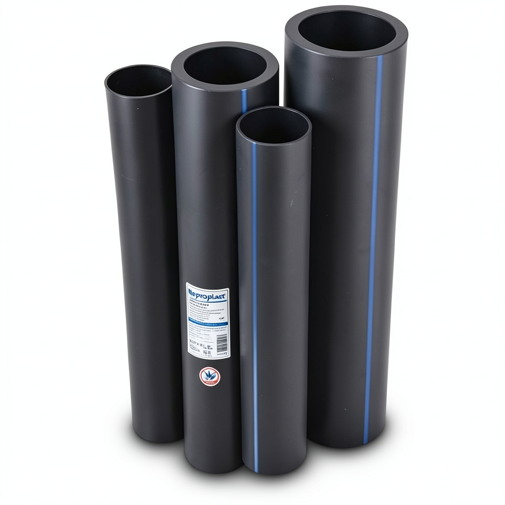 مواسير HDPE نيبروبلاست PE 100 ضغط 4 بار قطر خارجي 225 مم سمك 5.5 مم لون اسود | نيبروبلاست