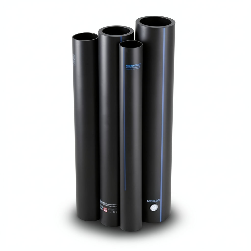 HDPE Pipes PE 100 Pressure 4 Bar Outside Diameter 630 mm Thickness 15.4 mm Black | NEPROPLAST