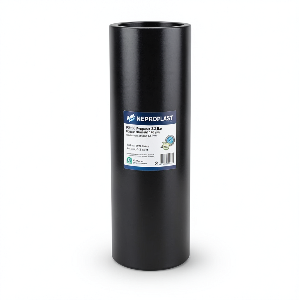 Neproplast HDPE Pipes PE 80 Pressure 3.2 Bar Outside Diameter 140 mm Thickness 3.5 mm Black | NEPROPLAST