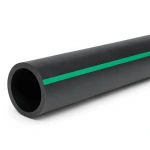 HDPE Polyethylene Pipe Nominal Pressure 12.5 Bar PE 80 OD 180 mm SDR 11 Black with Green Stripes