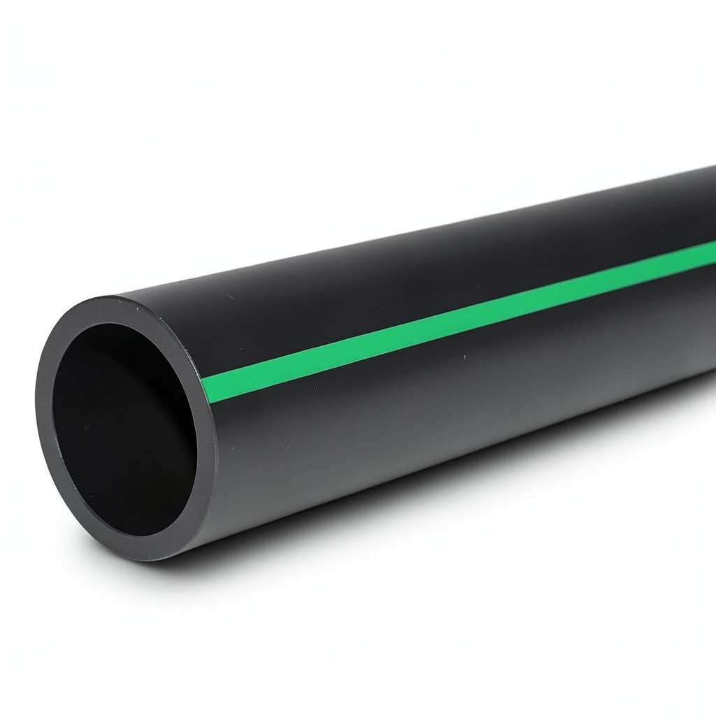 أنابيب بلاستيك HDPE ضغط 16 بار [PE 80] قطر خارجي 280 مم SDR 9 لون أسود مع خط أخضر