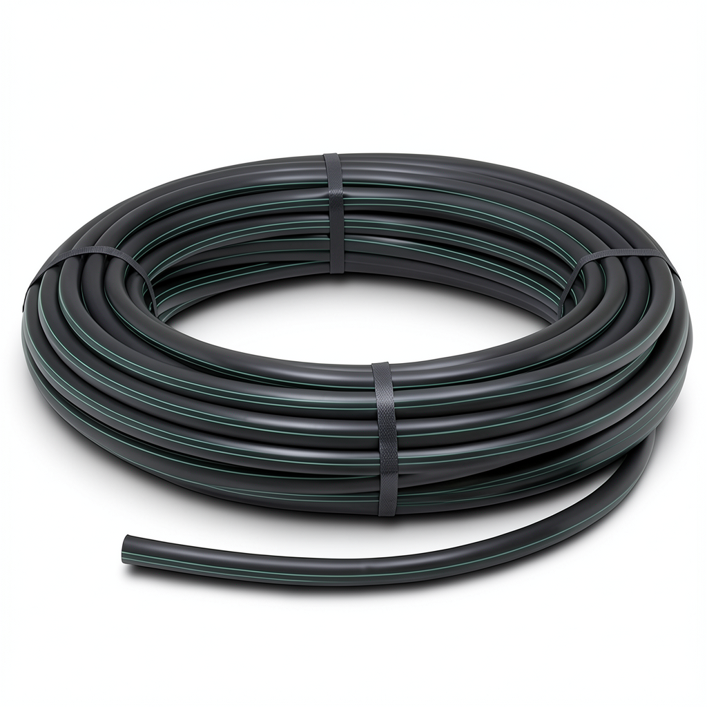 لفة أنابيب بلاستيك HDPE ضغط 4 بار PE 63، قطر خارجي 63 مم SDR 26، لون أسود