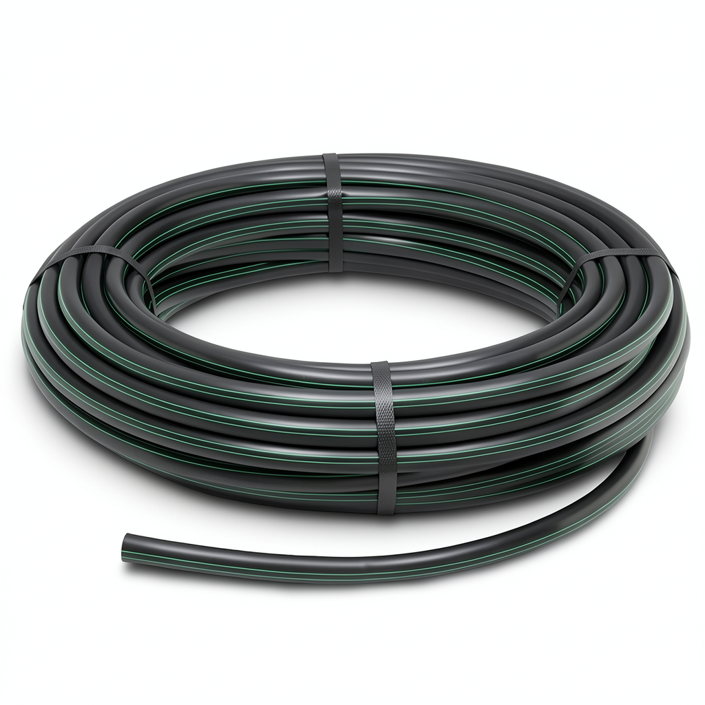 HDPE Plastic Coil Pipe PN 4 Bar PE 63, 125 mm Diameter, SDR 26, Black