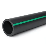 HDPE Plastic Pipe Nominal Pressure 12.5 Bar PE 80 OD 630 mm SDR 11 Black with Green Stripes