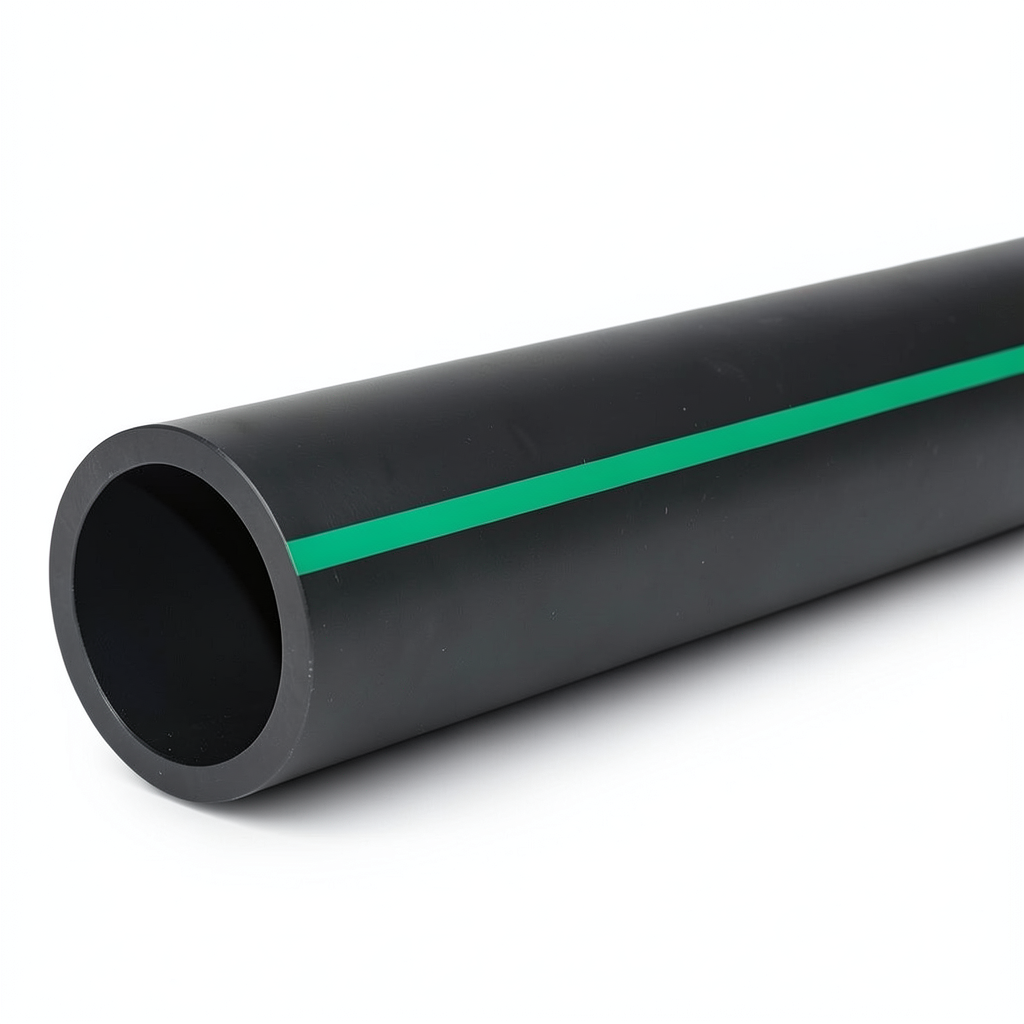 أنابيب HDPE ضغط 12.5 بار PE 80 قطر خارجي 630 مم SDR 11 أسود مع خطوط خضراء