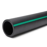 HDPE Plastic Pipe Nominal Pressure 16 Bar PE 80, 250 mm SDR 9 Black with Green Stripes