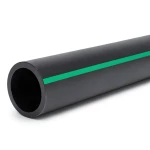 HDPE Plastic Pipe PN 16 Bar PE 80 OD 280 mm SDR 9 Black with Green Stripes