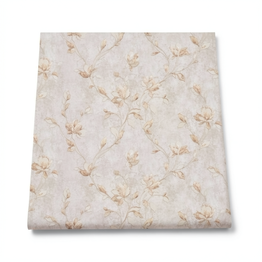 Italian Wallpaper Floral Design 10m x 1.06m Beige, Model 41347