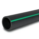 HDPE Plastic Pipe PN 16 Bar PE 80 OD 280 mm SDR 9 Black with Green Stripes