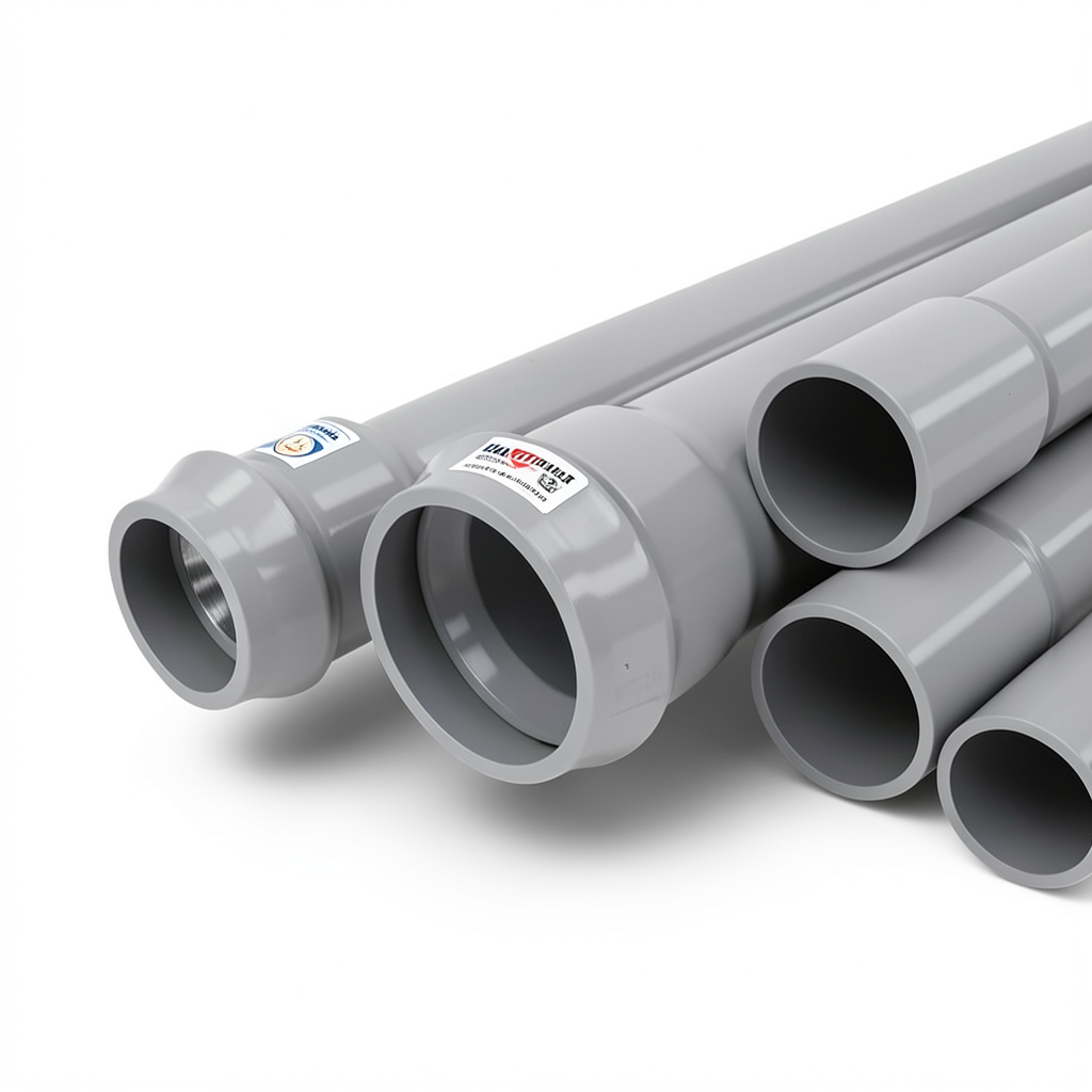 UPVC Pipes Nominal Pressure 8 Bar Outside Diameter 200 mm Thickness 6.2 mm Gray | Al Watania Plastics