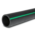 HDPE Plastic Pipe PN 16 Bar PE 80 OD 500 mm SDR 9 Black with Green Stripes