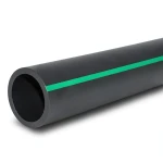 HDPE Plastic Pipe Nominal Pressure 16 Bar PE 80 OD 560 mm SDR 9 Black with Green Stripes
