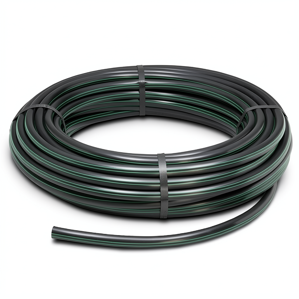 لفة أنابيب HDPE ضغط 6 بار PE 63، قطر خارجي 75 مم، SDR 17.6، لون أسود