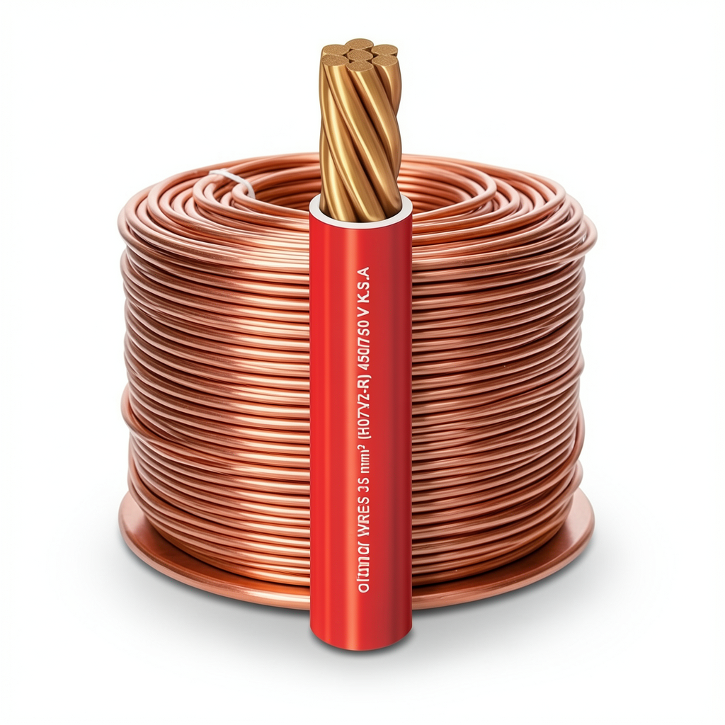 Stranded Electric Wire 70mm 450/750 Volts, Copper Conductor 2.22mm Diameter, Heat Resistant PVC Insulated | Al Fanar