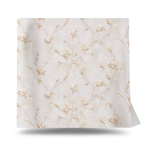 Italian Wallpaper Floral Design 10m x 1.06m Beige, Model 41347