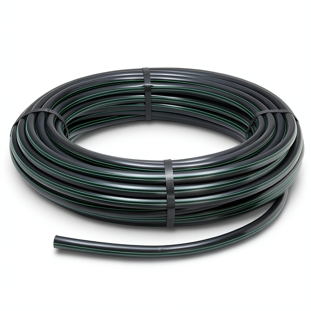 لفة أنابيب بلاستيك HDPE ضغط 4 بار PE 63، قطر خارجي 63 مم SDR 26، لون أسود