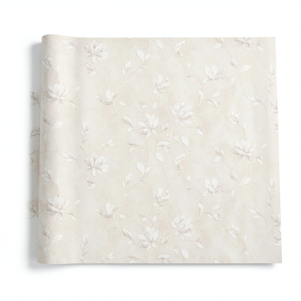 Wall Decoration Floral Design 10 m x 1.06 m Pale Beige, Model 41353