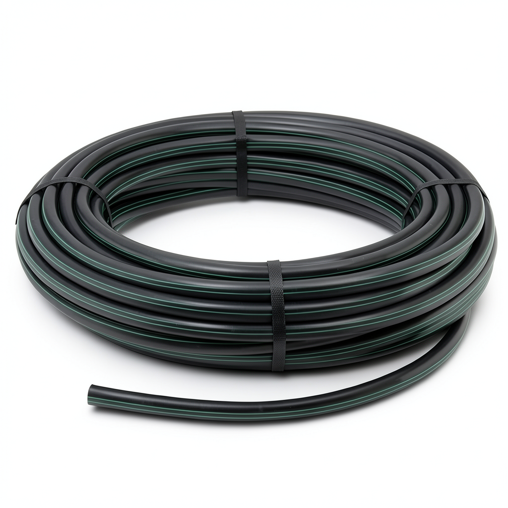 HDPE Plastic Coil Pipe PN 4 Bar PE 63, 125 mm Diameter, SDR 26, Black