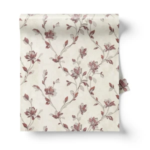 Italian Wallpaper Floral Design 10m x 1.06m Beige, Model 41345