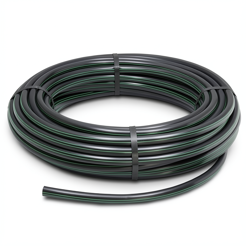 لفة أنابيب HDPE ضغط 6 بار PE 63، قطر خارجي 75 مم، SDR 17.6، لون أسود