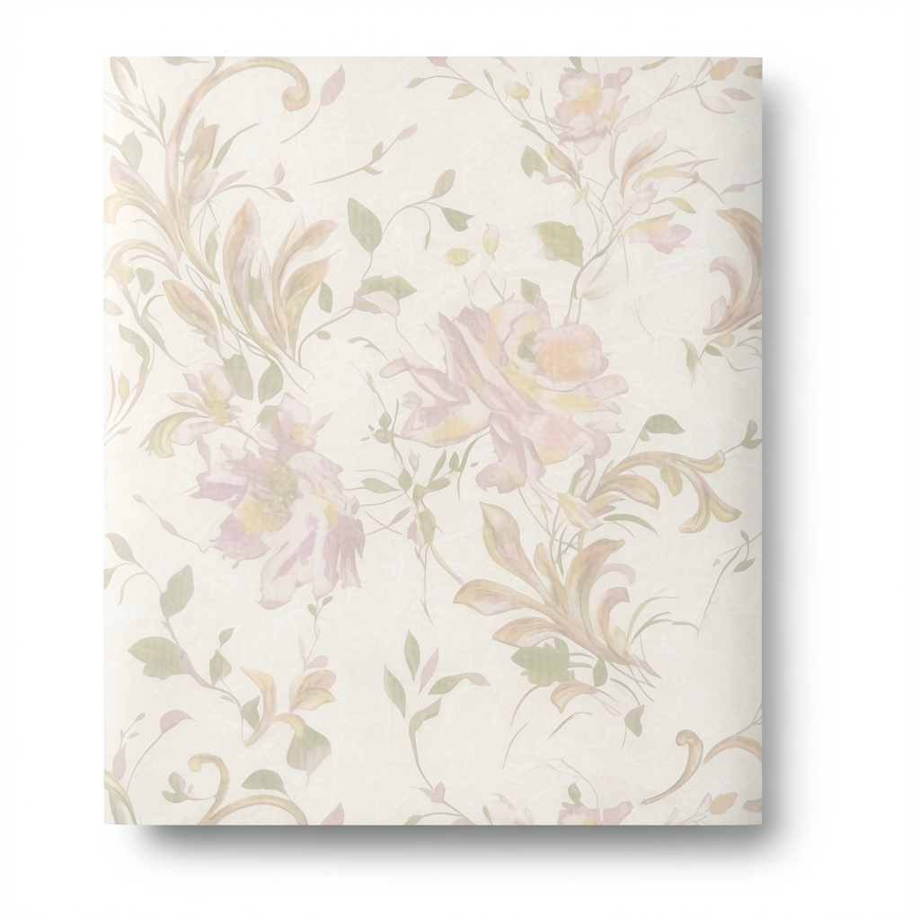 Wall Decoration Floral Design 10 m x 1.06 m Pale Beige, Model 81425