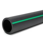 HDPE Polyethylene Pipe PN 4 Bar PE 63, 400 mm Diameter SDR 26 Black with Green Stripes