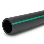 HDPE Polyethylene Pipe PN 4 Bar PE 63 OD 250 mm SDR 26 Black with Green Stripes
