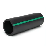 HDPE Polyethylene Pipe PN 4 Bar PE 63, 280 mm OD, SDR 26, Black with Green Stripes
