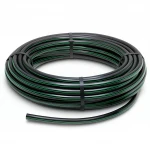 HDPE Plastic Coil Pipe  PN 9.8 Bar [PE 63] OD 32 mm  SDR 9  Color Black with Green Stripes | Almona Factory