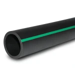 HDPE Plastic Pipe Nominal Pressure 6 Bar PE 63 OD 225 mm SDR 17.6 Black with Green Stripes