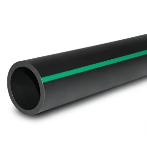 أنابيب HDPE ضغط 6 بار PE 63 قطر خارجي 225 مم SDR 17.6 أسود مع خطوط خضراء