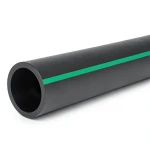 HDPE Plastic Pipe PN 6 Bar PE 63 OD 180 mm SDR 17.6 Black with Green Stripes