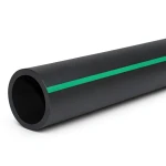 HDPE Plastic Pipe Nominal Pressure 6 Bar PE 63 Outside Diameter 200 mm SDR 17.6 Black with Green Stripes